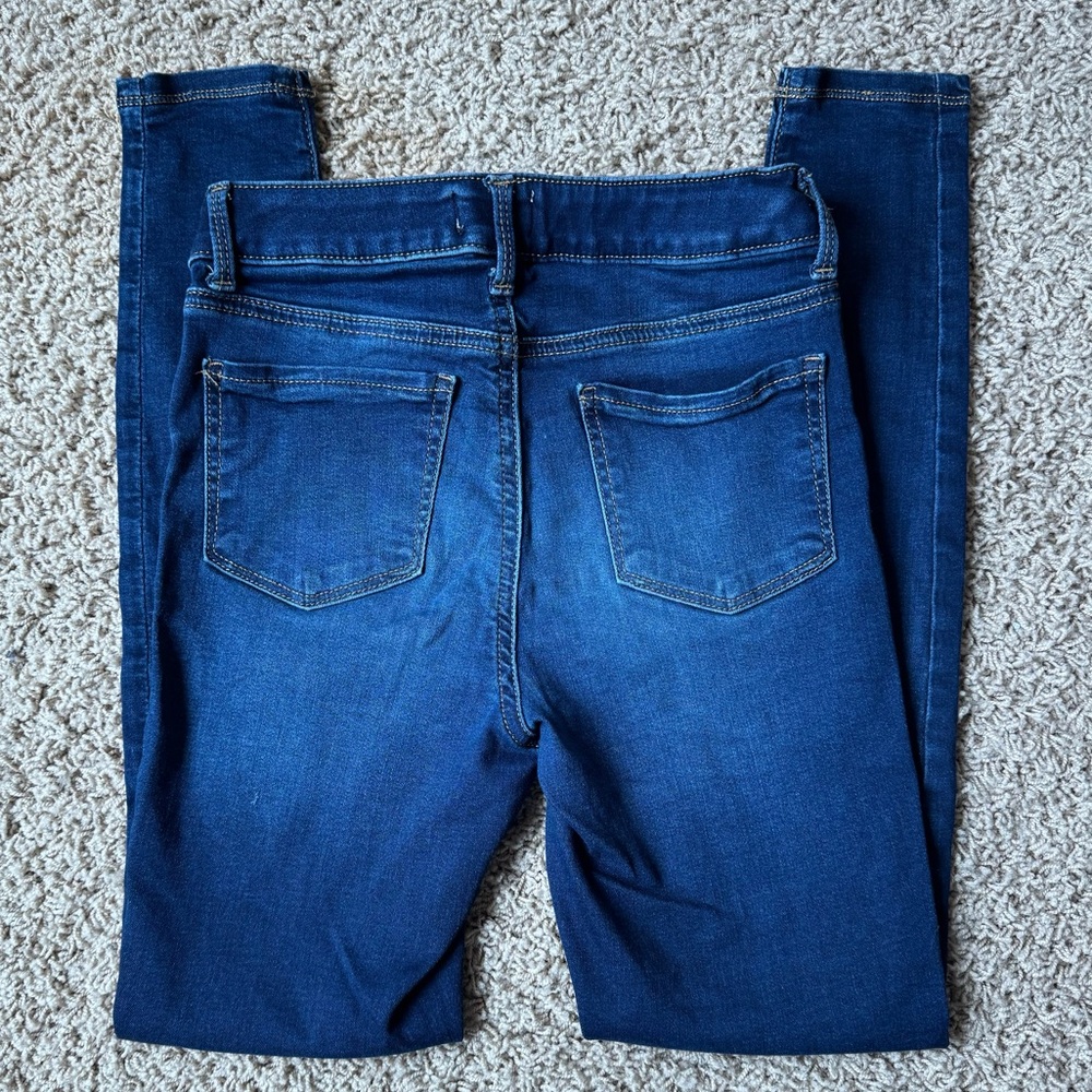 SO Blue Denim Stretch Skinny Jegging Jeans Faux Button Snap Closure Girls 12 - Picture 3 of 13